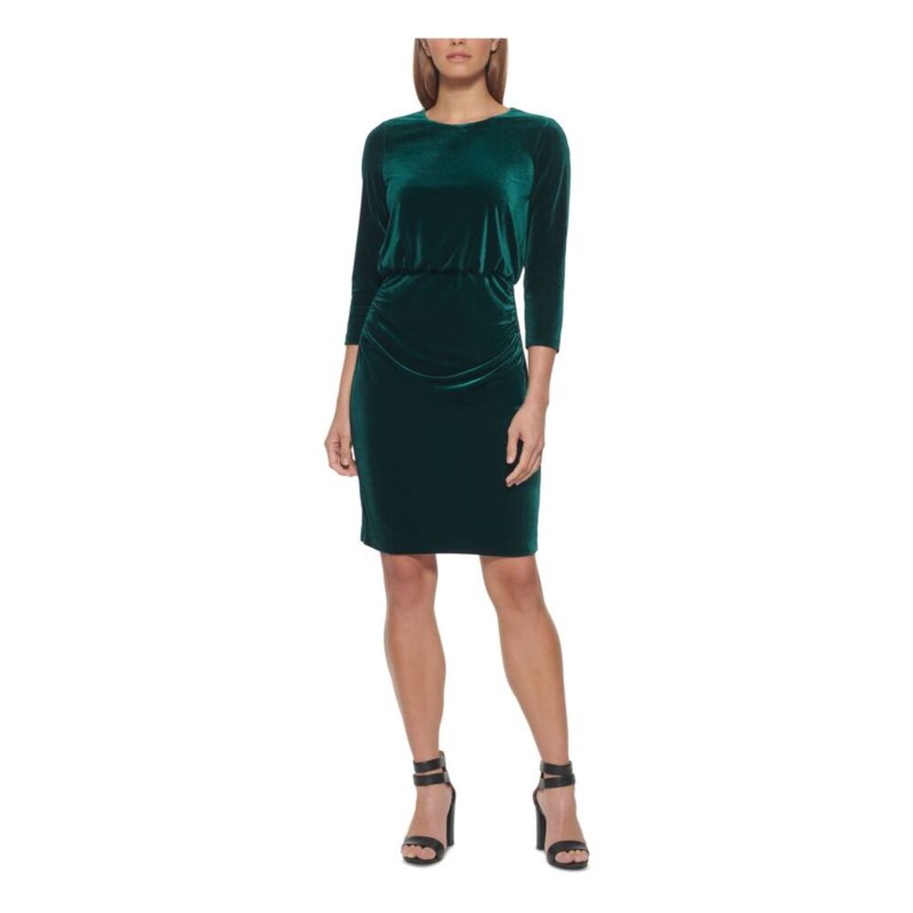 Dkny | Dresses | Dkny Womens Green 34 Sleeve Jewel Neck Above The Knee  Party Blouson Dress 6 | Poshmark